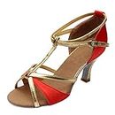 2023-New Moda Chick Dance Party Shoes Satin Med Heels Shoes Latin Dance Tango Shoes for Women's Casual Shoes Zapatillas Deporte De Mujer Suela De Gel