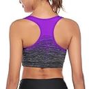 Sykooria Women's Sports Bra Mid Support Wirefree Racerback Workout Bra Removable Padding Yoga Gym Running Crop Top(Purple,XL)