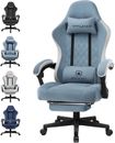Fabric Gaming Chair with Footrest, Computer Desk Chair with Pocket Spring Cushio