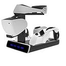Qoosea Charging Station for PS VR2 5-in-1 PSVR2 Charger Stand for Playstation VR2 and PS5 Controller PSVR2 Charging Dock with VR Headset Display Stand 4 Controller Charger Station & LED Indicators
