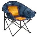 KHORE Heated Oversized Sofa Camping Chair Heavy Duty Steel Folding Moon Saucer Chair Supports 400 lbs (Blue)