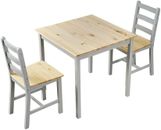 Kleiner grauer Naturholz Esstisch und 2 Stühle Set Küche Zimmer rustikale Kiefer