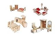 Shy Shy, Miniature Bedroom, Guestroom, Kitchen, Bathroom Mini Wooden Furniture Set for Perfect Combination for Dollhouse/Kids