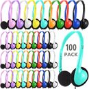 Paquete de 100 auriculares para niños a granel multicolor para el aula, al por mayor