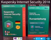 Kaspersky Internet Security 2018 Vollversion Box 3 Geräte PC/Mac/Android OVP NEU