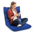 COSTWAY Floor Chair, Folding Gaming Chair with Back Support, 14 Adjustable Positions, Alloy Steel Frame, Lazy Sofa Lounge for Playing Reading Meditating Room Recliner for Adults, Kids (Blue)