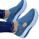 Cansats Womens Casual Mesh Walking Shoes 2022 Spring Sneakers Women Breathable Sport New Mesh Outdoor Running Fly Woven,Blue,40, 7UK
