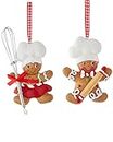 Kurt S. Adler Resin Gingerbread Boy And Girl Baker Christmas Ornaments Set of 2 Assorted