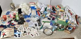 Huge Estate Lot  Vintage Sewing Supplies Notions Tools Trim Buttons Zippers Lace