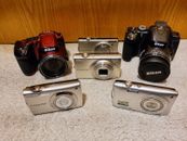Lot of 6 Non-Working Nikon Digital Cameras For Parts / Repair Good Cosmetic Shap
