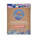 OceanWash Waschmittelblätter Blütenduft, Waschblätter Waschmaschine für alle Textilien und Farben, Waschtücher biologisch abbaubar, Laundry Detergent Sheets Vollwaschmittel, 64 Wäschen