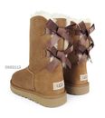 UGG Bailey Bow II Chestnut Suede Fur Boots Womens Size 10 -NIB-
