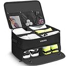 2 Layer Golf Trunk Organizer, Waterproof Car Golf Locker with Separate Ventilated Compartment for 2 Pair Shoes, Durable Golf Trunk Storage with 5 Dividers for Balls, Tees, Clothes, Gloves, Accessories