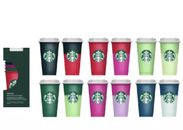 Starbucks NEW 2022 Temperature Colour Change Reusable Hot Cups- 6 Pack + Lids