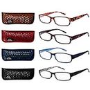 EYEGUARD Readers 4 Pack of Thin and Elegant Womens Reading Glasses with Beautiful Patterns for Ladies 3.50