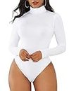 Century Star Bodysuit For Women Athletic Jumpsuits Long Sleeve Turtleneck Bodysuits Basic Tops Sports Outdoors Bodysuits White X-Large
