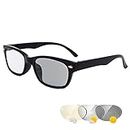 EYEGUARD Classic Photochromic Reading Glasses Spring Hinged Readers Sunglasses for Men and Women