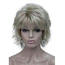 Wiginway Short Wavy Wig, Paula Young Wig for Women, Natural Look, Synthetic, Golden, 15cm