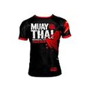Muay Thai Short Sleeve Adult Men's Fighting Fitness T-Shirt MMA Men's Sports Fighting Training Martial Arts UFC Free Fighting Boxing Suit red-M