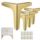 Table Legs Autuwintor Furniture Legs 4" Gold Modern Style Triangle Couch Legs Replacement Furniture Feet for Sofa Coffee Table Cabinet Chair with Screws Pack of 4