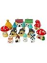 Krisah 16pcs Resin Huts/ Houses Theme Miniature Decor Items X Small for Fairy Gardens, Terrariums, Doll Houses, Craft Work, Cake Decorations