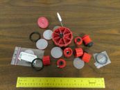 Large Lot Lids Filters O-Rings Mostly Red Chemistry Laboratory Fluid Scientific