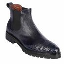 LOMBARDY Caiman Belly & Smooth Ostrich Navy Chelsea Boots (9-EE)