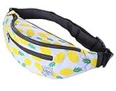 Vibe Festival Gear Fanny Pack for Men Women - Many Prints - Black Holographic Silver Gold Cute Waist Bag for Festival Rave Hiking Running Cycling, Pineapple, Fits Most,
