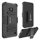 Tarkan Holster 3 in 1 Impact Armor Front Belt Clip, Back Kickstand Case Cover for Microsoft Lumia 550 (Black)