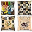 PADIEOE Pack of 4 Harry Square Cushion Cover Both Sides Print Decorative Throw Pillow Cover Set with Zipper Closure Gift for Car Decor Living Room Sofa Bedding,45 x 45 cm