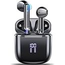 OYIB Bluetooth Kopfhörer, 2024 In Ear Kopfhörer Kabellos Bluetooth 5.3 Kopfhörer mit ENC Mic, 25 Std Tiefer Bass Wireless Earbuds, Touch Control, IP7 Wasserdicht Ohrhörer LED-Anzeige Joggen Schwarz