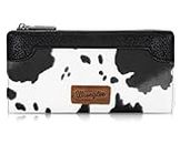 Wrangler Cow Print Bifold Wallet Women's Wallets, Card Cases & Money Organizers Women Credit Card Wallet for Ladies Female Cash Wallet Black Wallet with Smooth Zipper