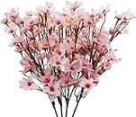 TOCHGREEN 4Pcs Artificial Cherry Blossom Flowers, Pink Faux Peach Blossom Branches Stems Silk Fake Flowers 15.7’’ for Home Kitchen Wedding Party DIY Garden Decorations