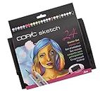 COPIC Sketch Marker Starter-Set mit 24 leuchtenden Farben im Wallet, professionellee Pinsel-Marker mit einer flexiblen und einer mittelbreiten Spitze