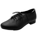 s.lemon Lace Up PU Leather Oxford Dance Tap Shoes for Women and Men 39 Black