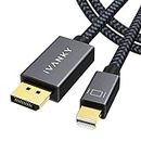 4K Mini DisplayPort to DisplayPort Cable 6.6ft, IVANKY 4K@60Hz, 2K@144Hz Mini DP to DP Cable, Aluminum Shell, Gold-Plated Braided, Thunderbolt to displayport for MacBook Air/Pro, Surface Pro and More