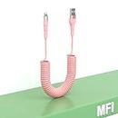 Coiled Lightning Cable [Apple MFi Certified], iPhone Charger Cable for Car, Retractable Fast Charging Lightning Cord Compatible with iPhone14/13/12/11 Pro Max/XS MAX/XR/XS/X/8/7/Plus/6S iPad/iPod