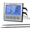 ThermoPro TP17 Digital Meat Thermometer Cooking Grill BBQ Thermometer with Dual Food Temperature Probes for Smoker Kitchen Oven Large LCD Backlight with Timer Alarm