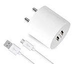 Dual Port Charger for Swipe Halo Value Plus Charger Original Adapter Like Wall Charger | Android Mobile Fast USB Charger with 1 Meter Micro USB Charging Data Cable (3.4 Amp, OC7, White)