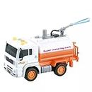 TEC TAVAKKAL Friction Powered Water Super Watering Cart Truck Toy for Clean City with Water Spray and Light & Sound Effects Push and Go Vehicles Big Size Tanker Truck Water Spray Truck for Kids