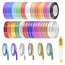 Glarks 48 Rolls 11 Yards Curling Ribbons Set with a Scissors, 3 Styles Multicolor Balloon String Roll Gift Wrapping Ribbons for Crafts Bow Flower Packaging Festival Party Wedding Decoration