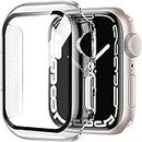 HANKN 2 Pack 44mm Clear Case for Apple Watch Series 6 5 4 SE 44mm Tempered Glass Screen Protector Case, Hard Cover Full Coverage Shockproof Iwatch Bumper (Clear+Clear, 44mm)