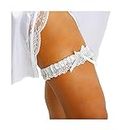 Clataly Wedding Bridal Lace Garter Belts Bow Rhinestone Leg Sleeve Elastic Leg Ring Prom Dance Cosplay Party for Women and Girls (Bianco)