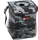 EPAuto Waterproof Car Trash Can with Lid and Storage Pockets, Camouflage Grey