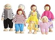 Wagoog Wooden Doll House Dolls, Happy Family Dolls House Furniture Accessories, Dolls People Playset for Dollhouse Kids Children Toy