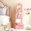 Kid Freestanding Jewelry Armoire 2-in-1 Full Length Mirror Storage Drawer