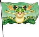 Flagge 150x90cm Outdoor Windward Fahne Lebendiges Farbbanner Gartenflagge Lustiger Frosch Dekorative Flagge Polyester Yard Fahne Lustige Große Flagge für Terrasse Rasen Home Decor