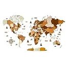 Wooden World Map 3D Art Large Wall Decor - Size (M, L, XL) Any Occasion Gift Idea - Wall Art For Home, Kitchen or Office (M (120x62 cm), CALIFORNIA)