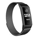 HYKEJI Armband Kompatibel mit Fitbit Charge 3 Armband/Fitbit Charge 4 Armband, Metal Mesh Edelstahl Damen Herren Armband mit Magnet für Fitbit Charge 3 / Fitbit Charge 4 (A)