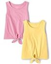 The Children's Place Baby Toddler Girls Sleeveless Tie Front Tank Top, Bright Pink, 18-24 Months